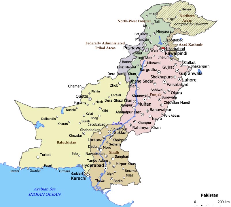 Pakistan Map Main Cities